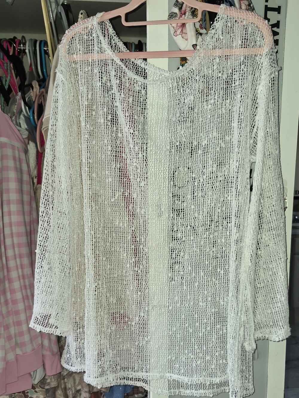 Lightweight Sheer Knit Long-Sleeve Top - Swim Cover Oversized